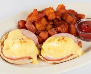 Cheesecake Factory Eggs Benedict with Canadian Bacon and Hollandaise